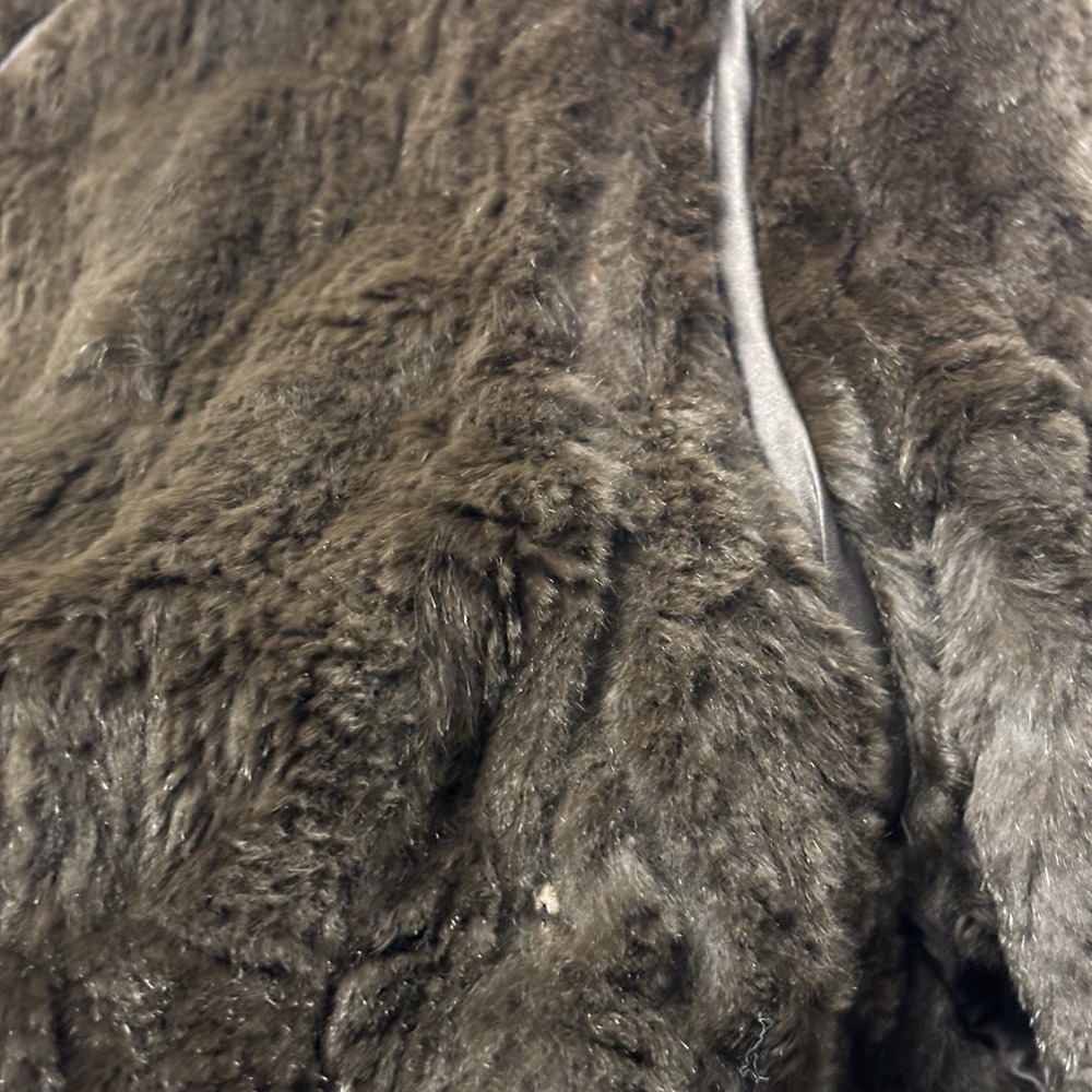 June Brown Reversible Genuine Rabbit Fur Jacket Womens Small Quilted Ruched - Picture 4 of 14